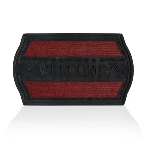 Tapis de Bienvenue pour Porte d'Entrée - Tapis de Cuisine Extérieur Intérieur Rouge et Noir Antidérapant-5149