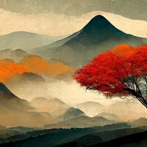 Papier peint japonais montagnes automne