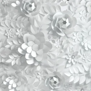 Papier peint 3D floral blanc