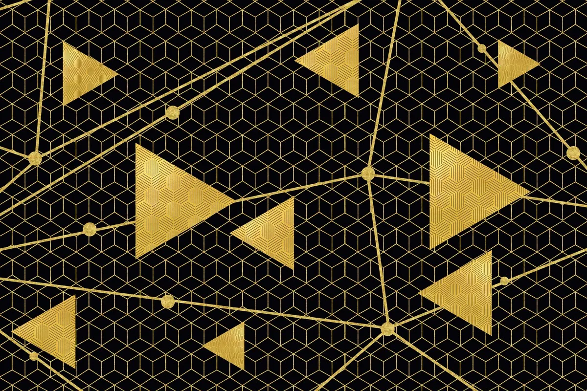 Papier peint triangles et lignes dorées – Image 2