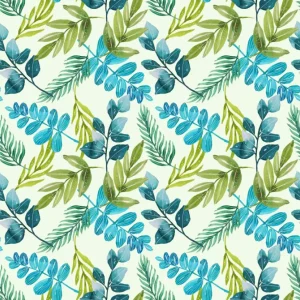 Papier peint feuillage bleu vert