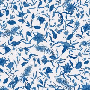 Papier peint feuillage bleu